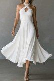 Retro Backless Halter Neck Sleeveless Dress