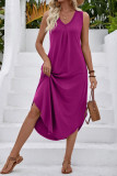 V-neck Sleeveless Beach Pocket Dress