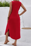 V-neck Sleeveless Beach Pocket Dress