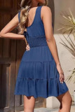 U-neck Sleeveless Waist Cinched Dress