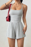 Solid Color Sleeveless Camisole Jumpsuit Shorts