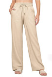 High Waisted Wide Leg Casual Trousers