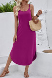 U-neck Solid Color Suspender Sleeveless Dress