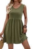 V-neck Solid Color Sleeveless Vest Dress