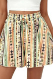 Floral Print High Elastic Waist Shorts