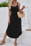 U-neck Solid Color Suspender Sleeveless Dress