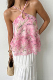 Watercolor Blending Sleeveless Backless Chiffon Vest