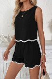 Round Neck Sleeveless Vest Shorts 2-piece Set