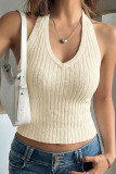 Solid Color V-neck Sleeveless Knitted Vest