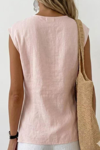 Solid Color V-neck Short Sleeved Vest