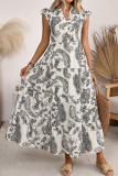  Bohemian Retro V-neck Flying Sleeve Dress