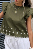 Round Neck Embroidered Flying Short Sleeve Shirt