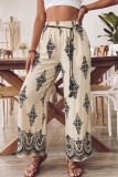 Ethnic Style High Elastic Waist Wide Leg Pants