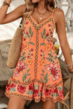Vacation Style Floral Print Sleeveless Beach Dress