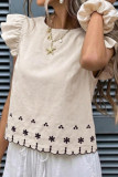 Round Neck Embroidered Flying Short Sleeve Shirt
