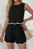 Round Neck Sleeveless Vest Shorts 2-piece Set