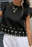 Round Neck Embroidered Flying Short Sleeve Shirt