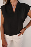 Solid Color V-neck Short Sleeved T-shirt