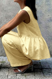 V-neck Ruffled Vest Wide Leg Pants 2-piece Set