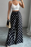 Polka Dot High Elastic Waist Wide Leg Pants
