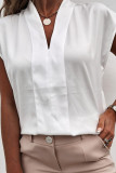 Solid Color V-neck Short Sleeved T-shirt