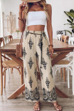 Ethnic Style High Elastic Waist Wide Leg Pants