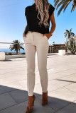Solid Color V-neck Short Sleeved T-shirt