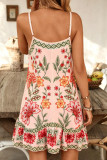 Vacation Style Floral Print Sleeveless Beach Dress
