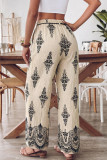 Ethnic Style High Elastic Waist Wide Leg Pants
