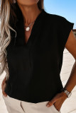 Solid Color V-neck Short Sleeved T-shirt