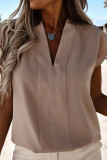 Solid Color V-neck Short Sleeved T-shirt