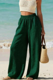 Solid Color High Elastic Waist Wide Leg Pants