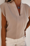 Solid Color V-neck Short Sleeved T-shirt