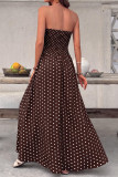 Retro Polka Dot Strapless Waist Cinching Dress