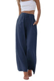 Solid Color Loose High Waisted Wide Leg Pants