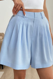 High Waisted Pleated Wide Leg Suit Shorts