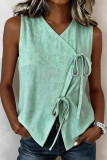 V-neck Sleeveless Solid Color Strap Vest