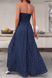 Retro Polka Dot Strapless Waist Cinching Dress