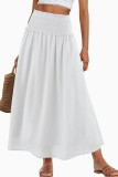 High Elastic Waist Pleated Solid Color Skirt
