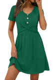 Round Neck Waist Cinched Short Sleeved Dress