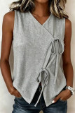 V-neck Sleeveless Solid Color Strap Vest