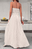 Retro Polka Dot Strapless Waist Cinching Dress