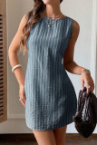 French Retro Striped Waist Cinching Sleeveless Dress