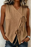 V-neck Sleeveless Solid Color Strap Vest