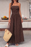 Retro Polka Dot Strapless Waist Cinching Dress