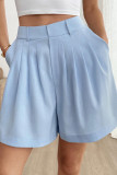 High Waisted Pleated Wide Leg Suit Shorts