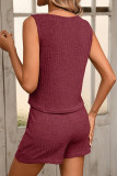 V-neck Sleeveless Vest Shorts 2-piece Set