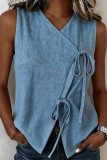 V-neck Sleeveless Solid Color Strap Vest