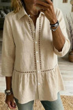 Solid Color Lapel Button Up Cardigan Shirt