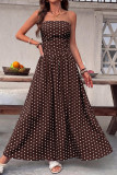 Retro Polka Dot Strapless Waist Cinching Dress